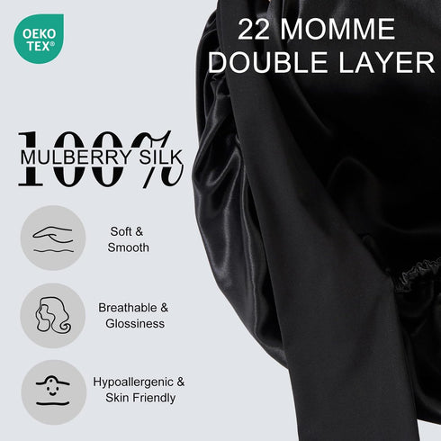 22 Momme Silk Sleep Cap with Ice Silk Band (T)